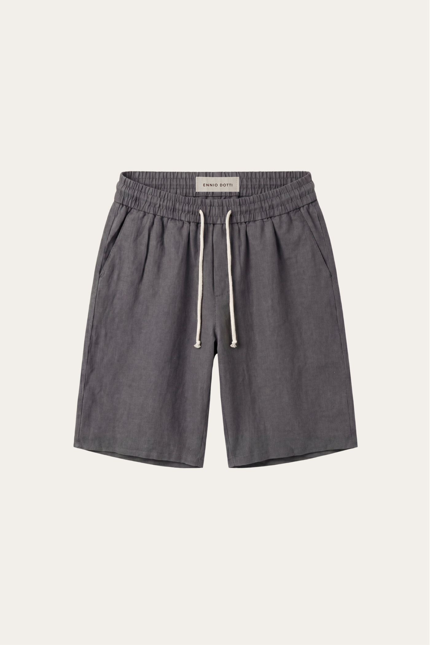 Lecce Linen Drawstring Shorts Dark Grey