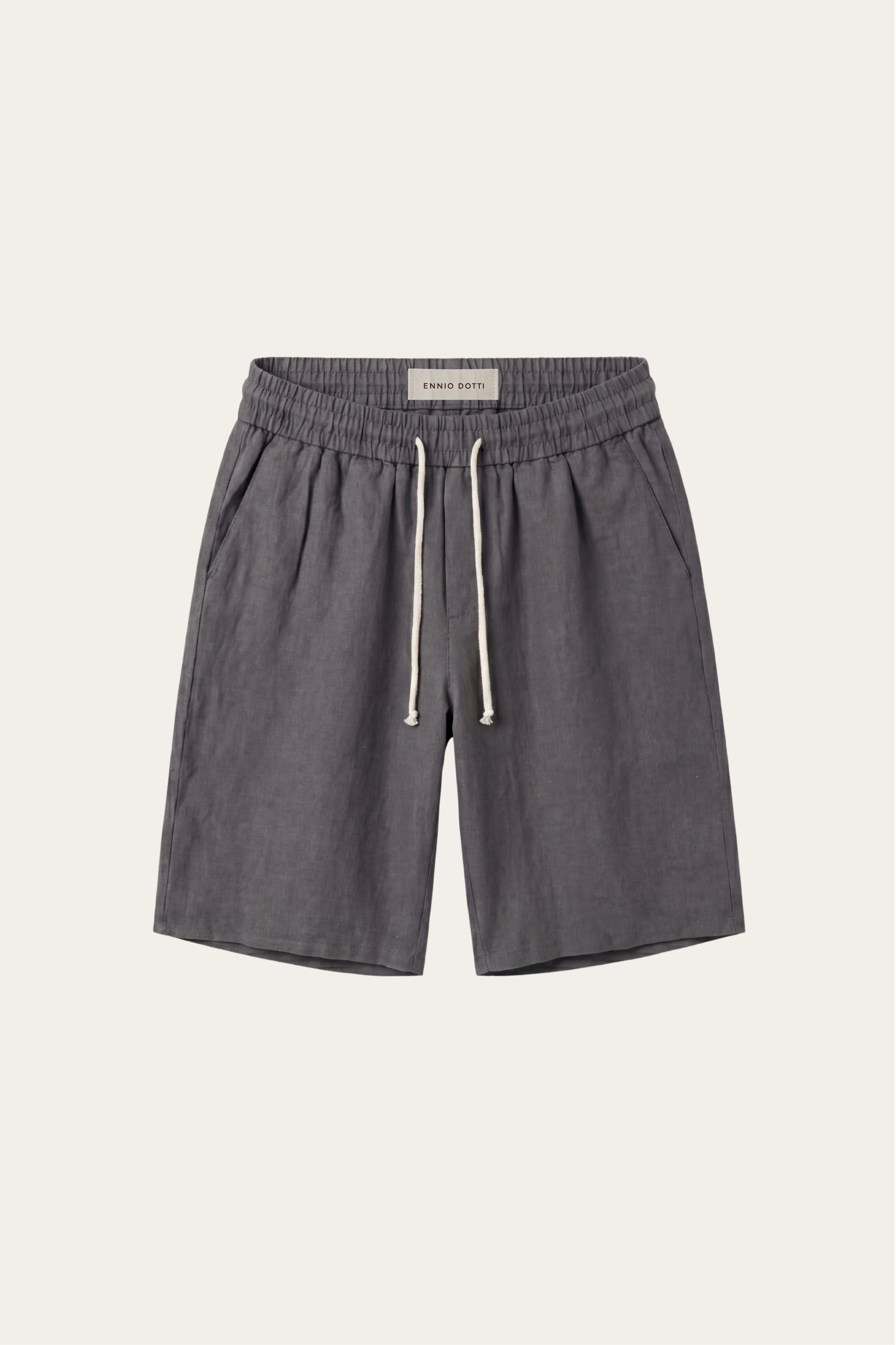 Lecce Linen Drawstring Shorts Dark Grey