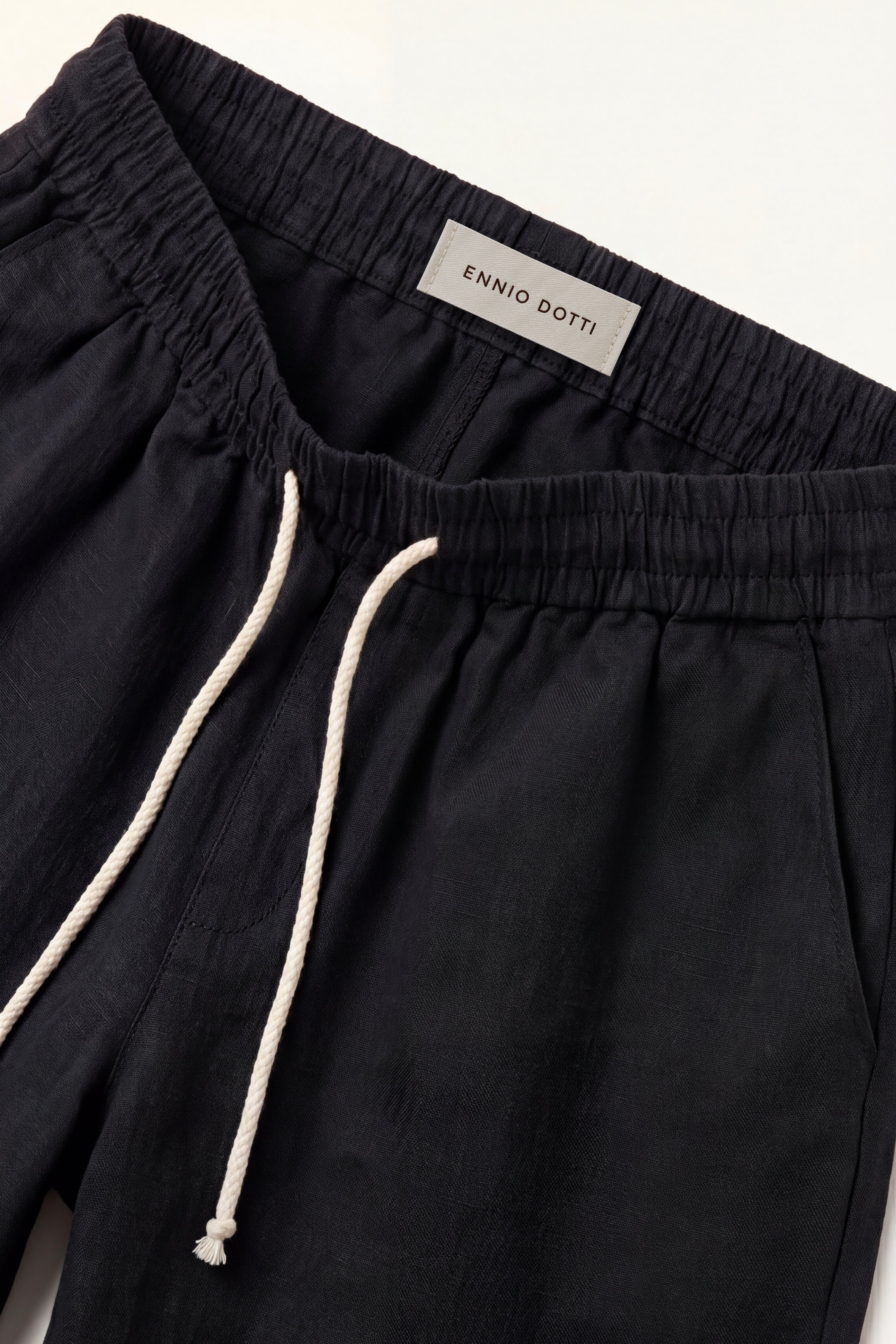 Lecce Linen Drawstring Shorts Black