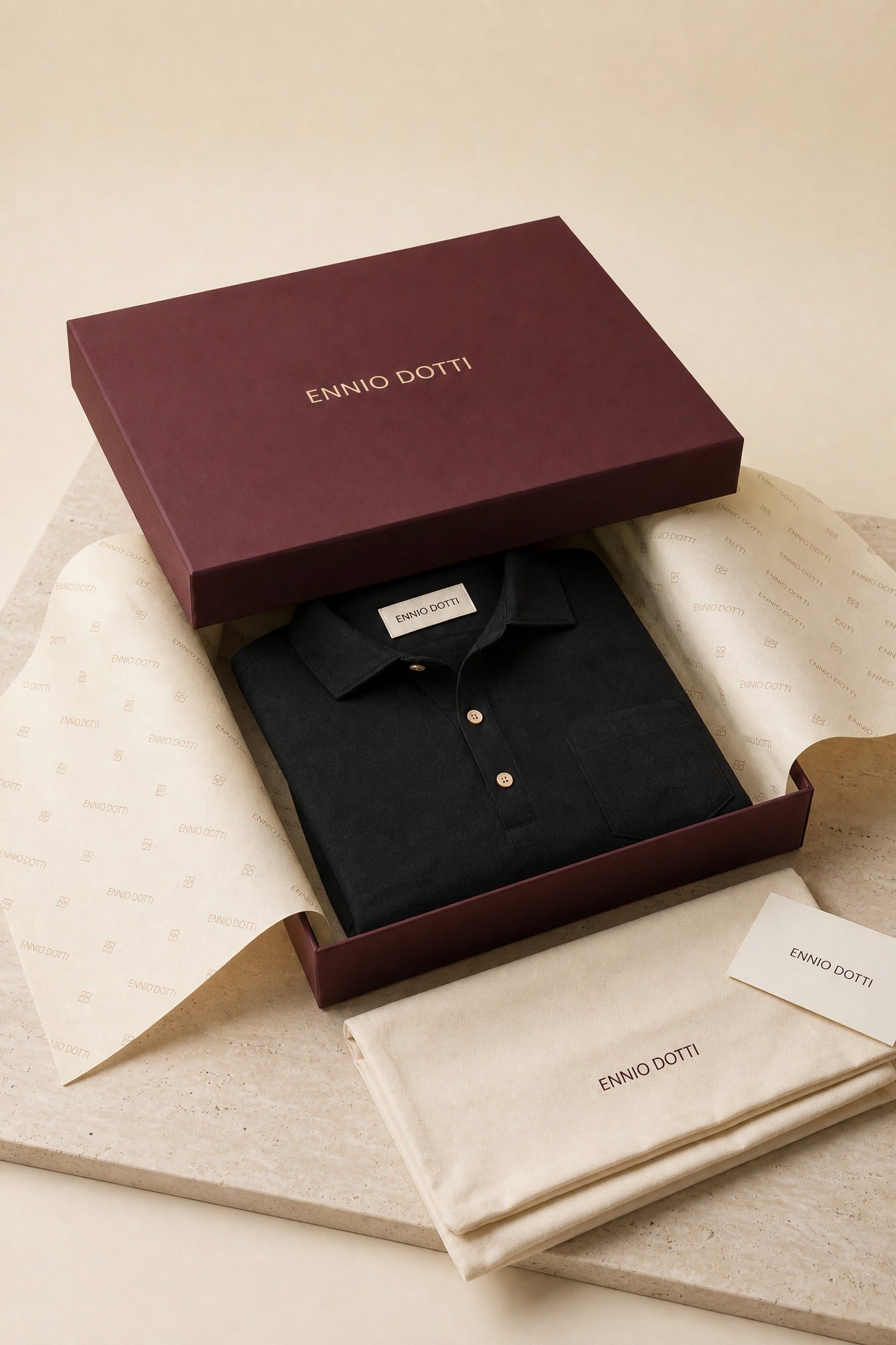 Monza Linen Polo Shirt Black