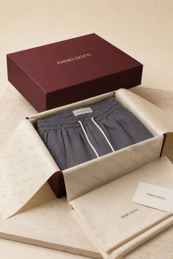 Lecce Linen Drawstring Shorts Dark Grey