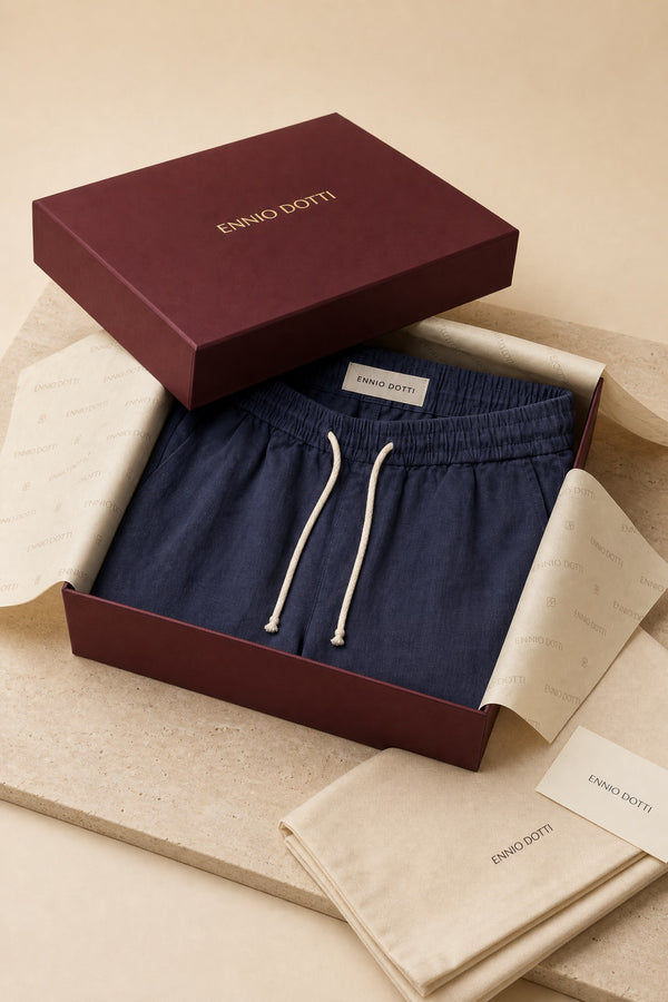Lecce Linen Drawstring Shorts Navy