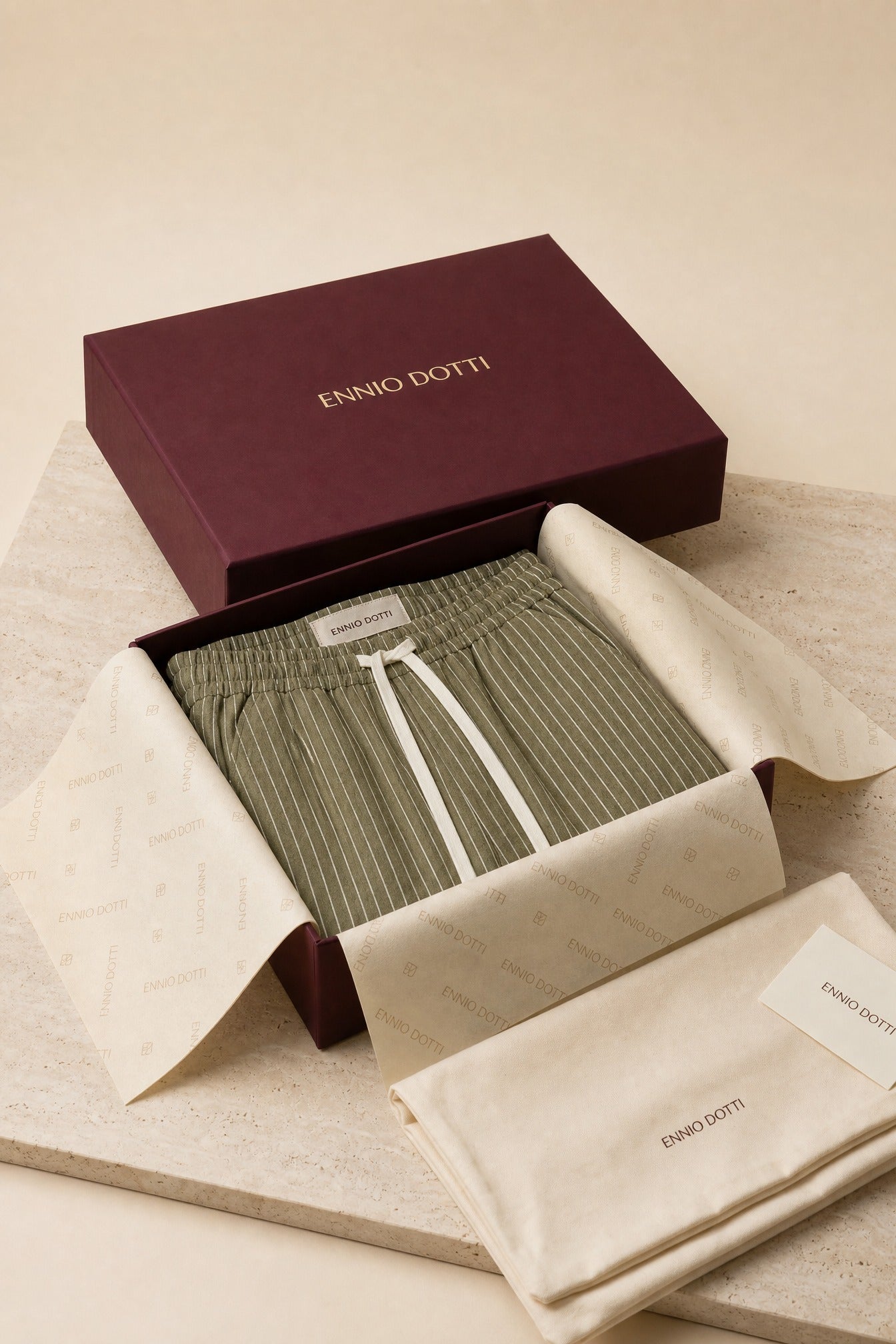 Siena Linen Trousers Olive Stripe