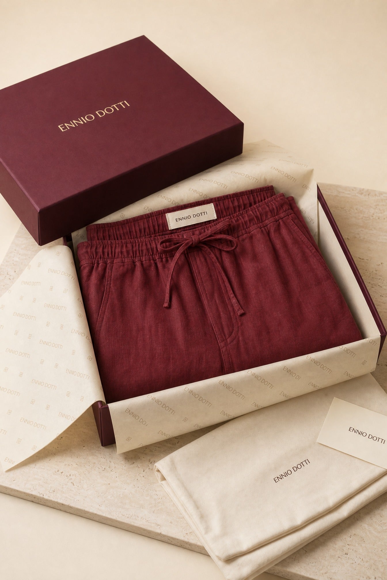 Catania Linen Pantalon Red
