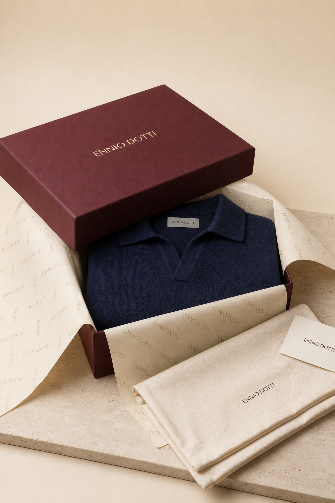 Marencio Cashmere Polo Knit Navy