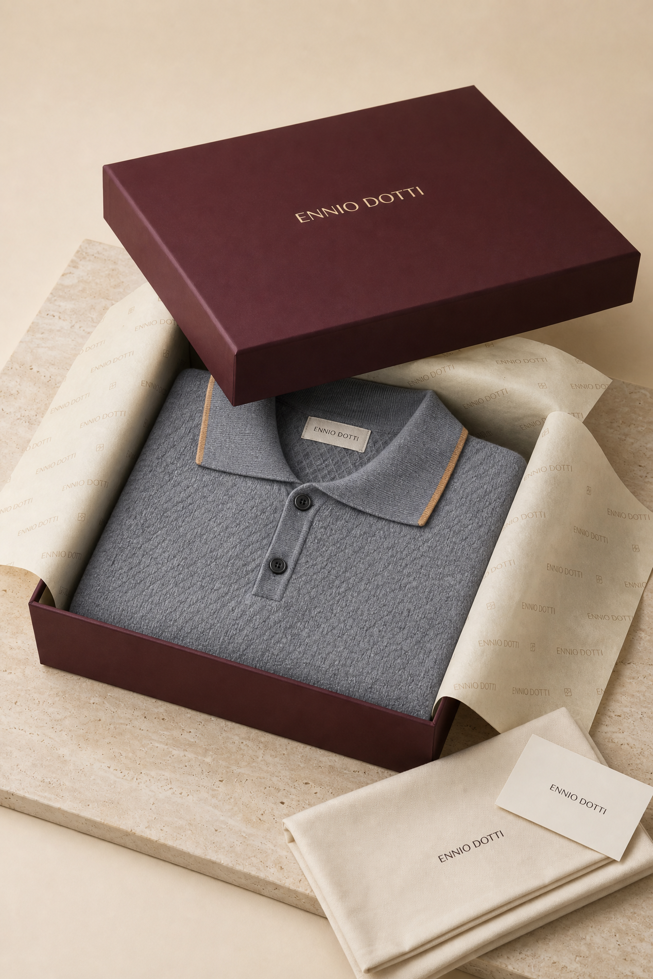 Prato Cashmere Knit Polo Ash Blue