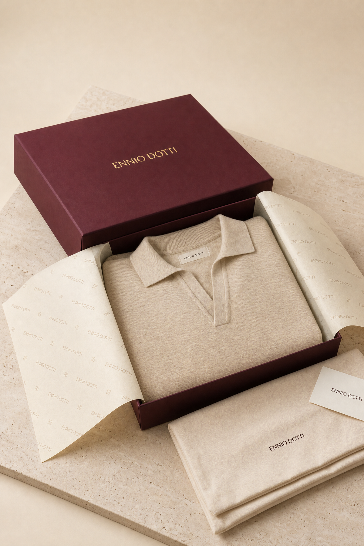 Marencio Cashmere Polo Knit Oatmeal