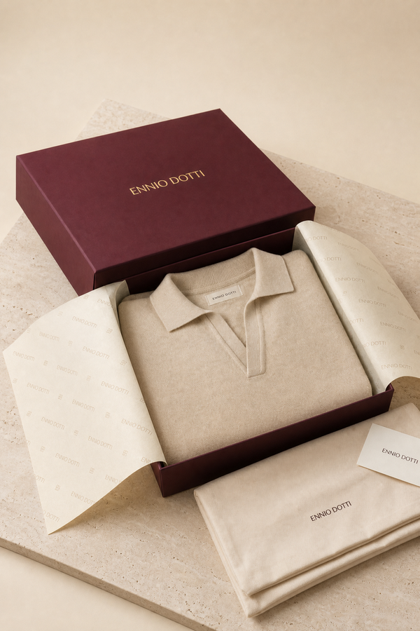 Marencio Cashmere Polo Knit Oatmeal
