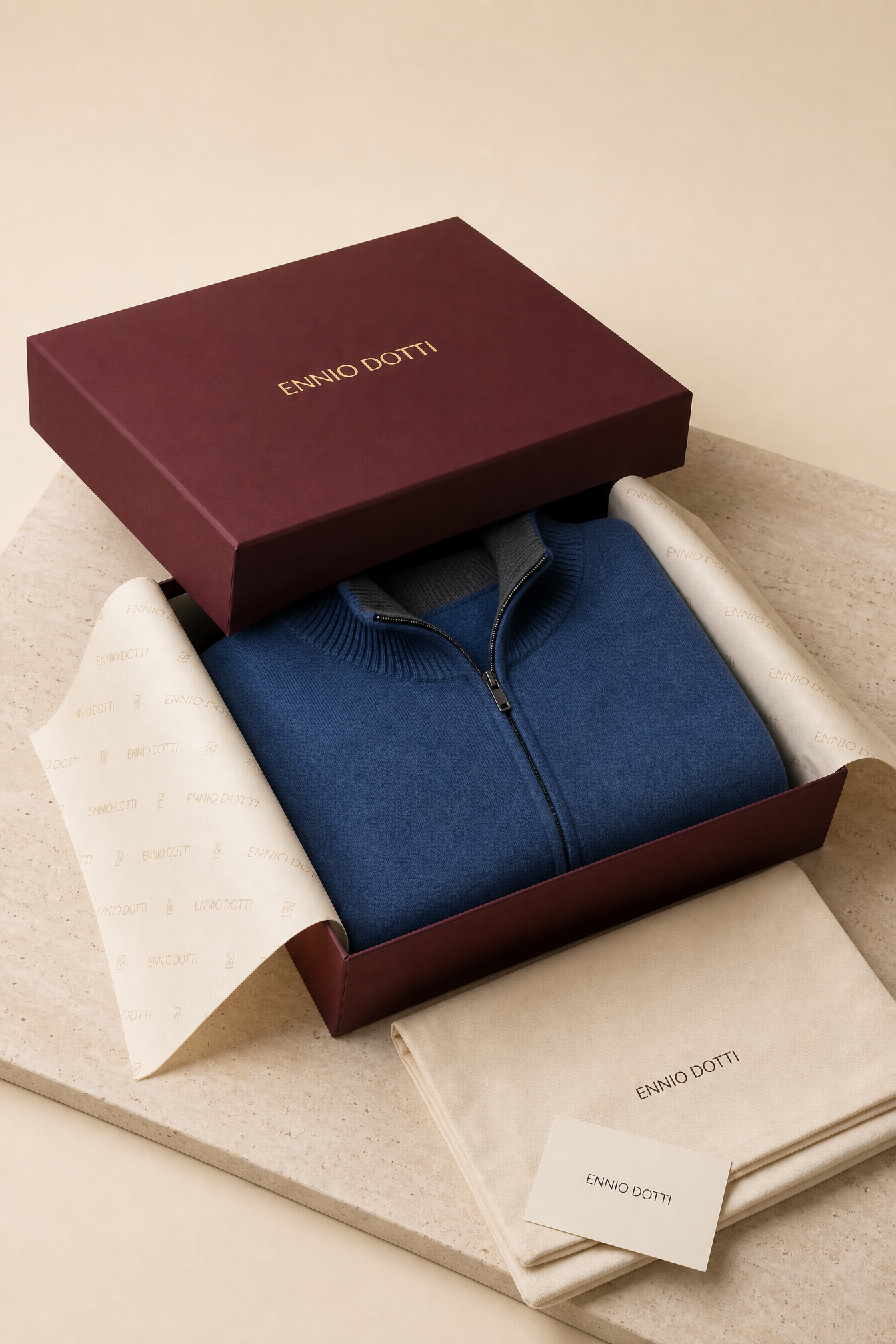 Marciello Reversible Cashmere Zip Knit Navy & Grey