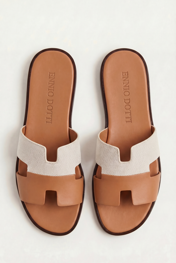 Arezzo Leather Sandal Beige & Tan