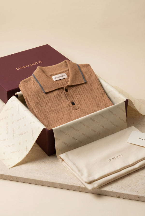 Prato Cashmere Knit Polo Khaki