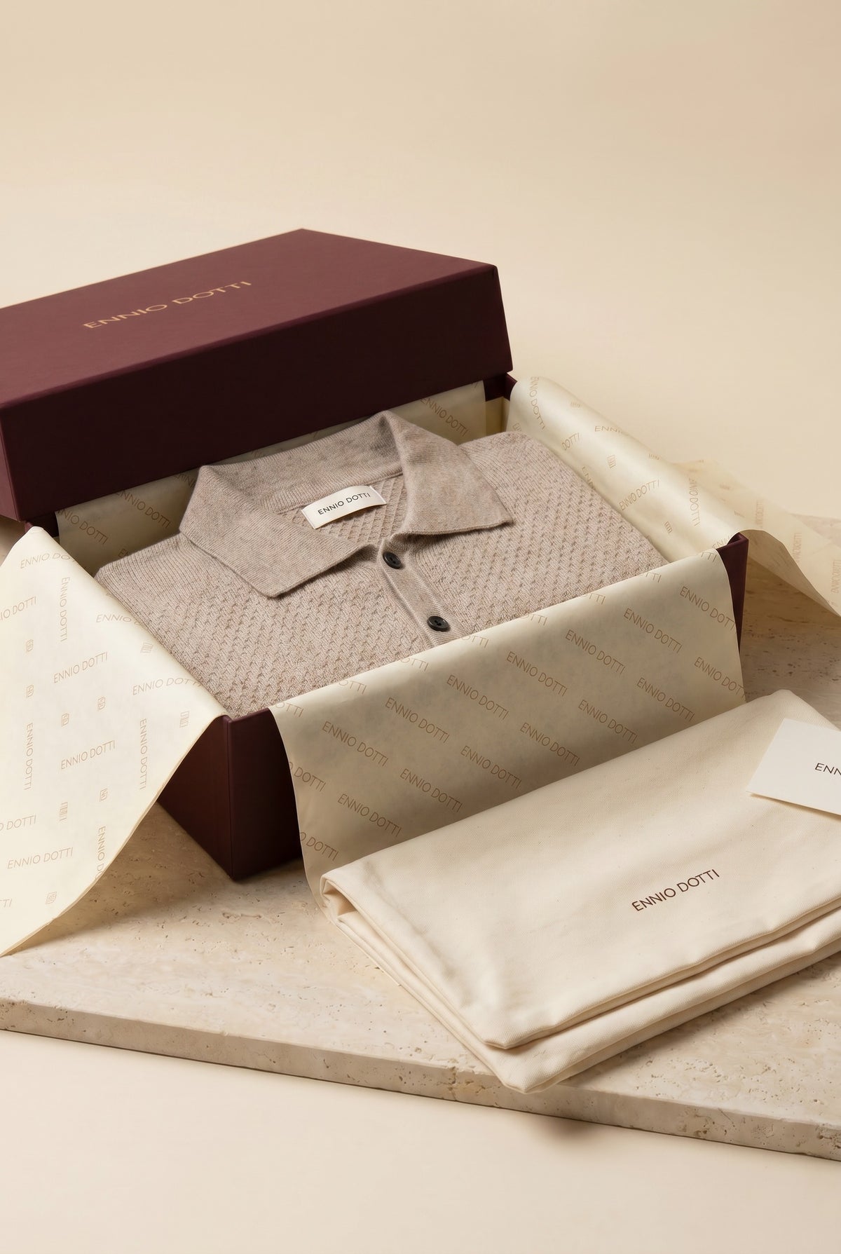 Prato Cashmere Knit Polo Camel