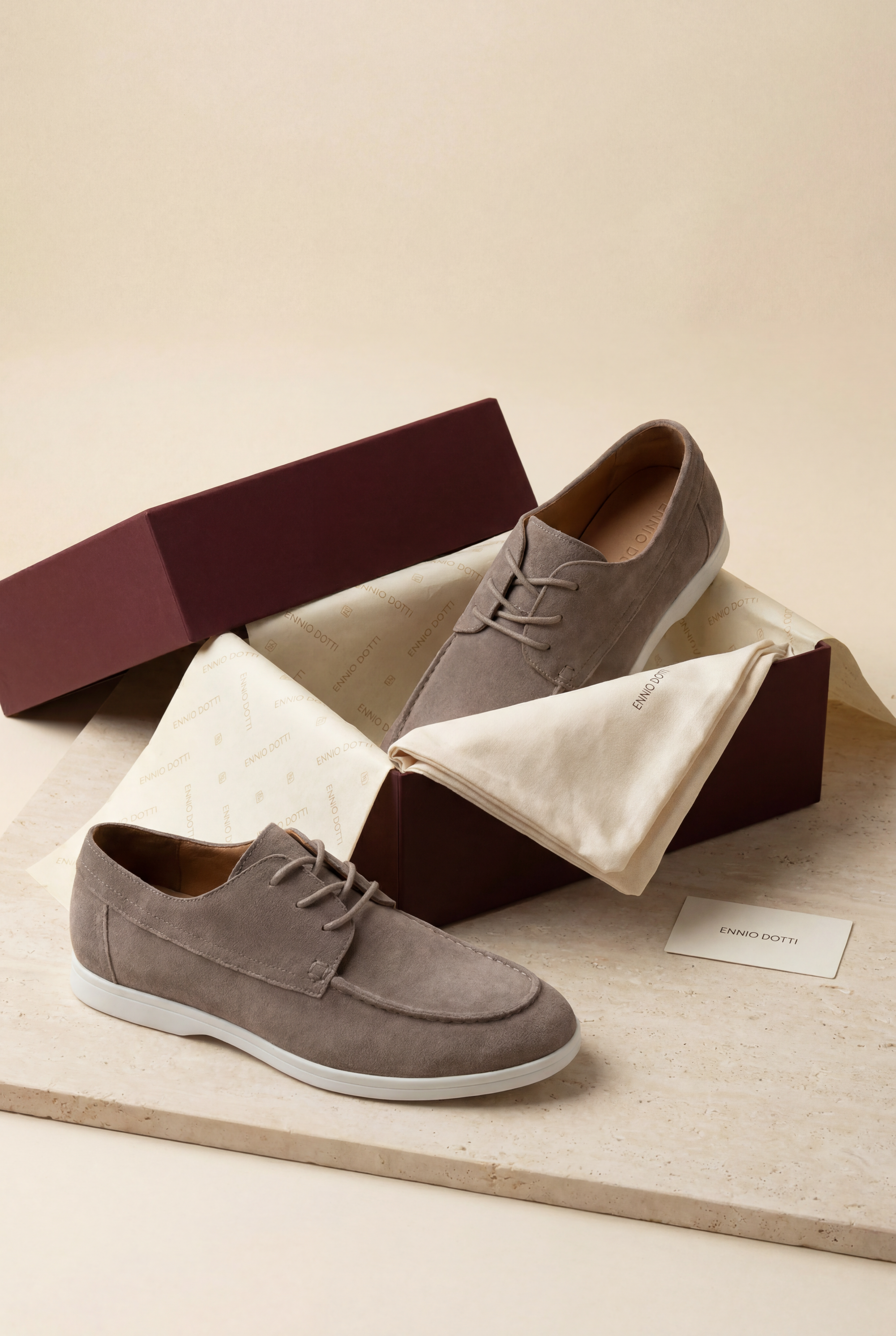 Maretti Suede Lace Shoes Mushroom Taupe
