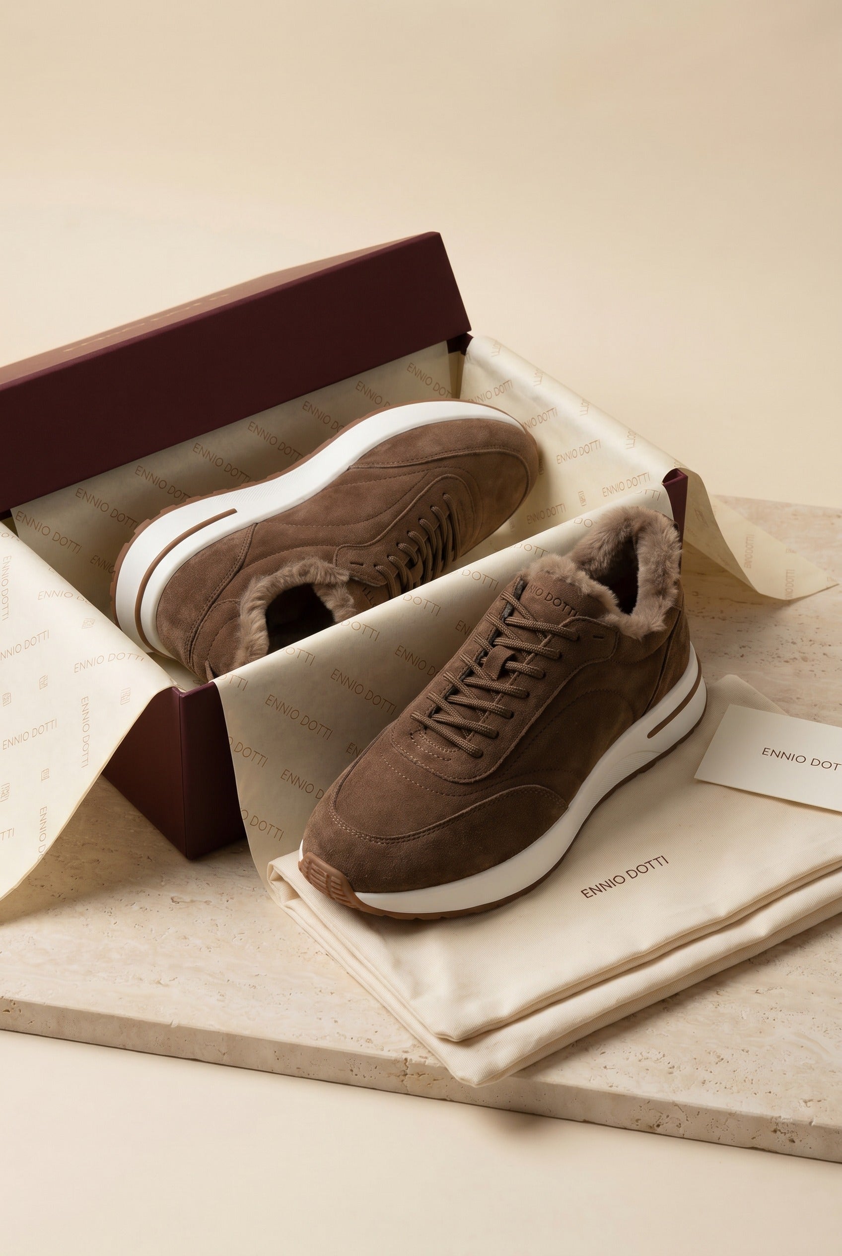 Rivaro Fur-Lined Sneaker Brown