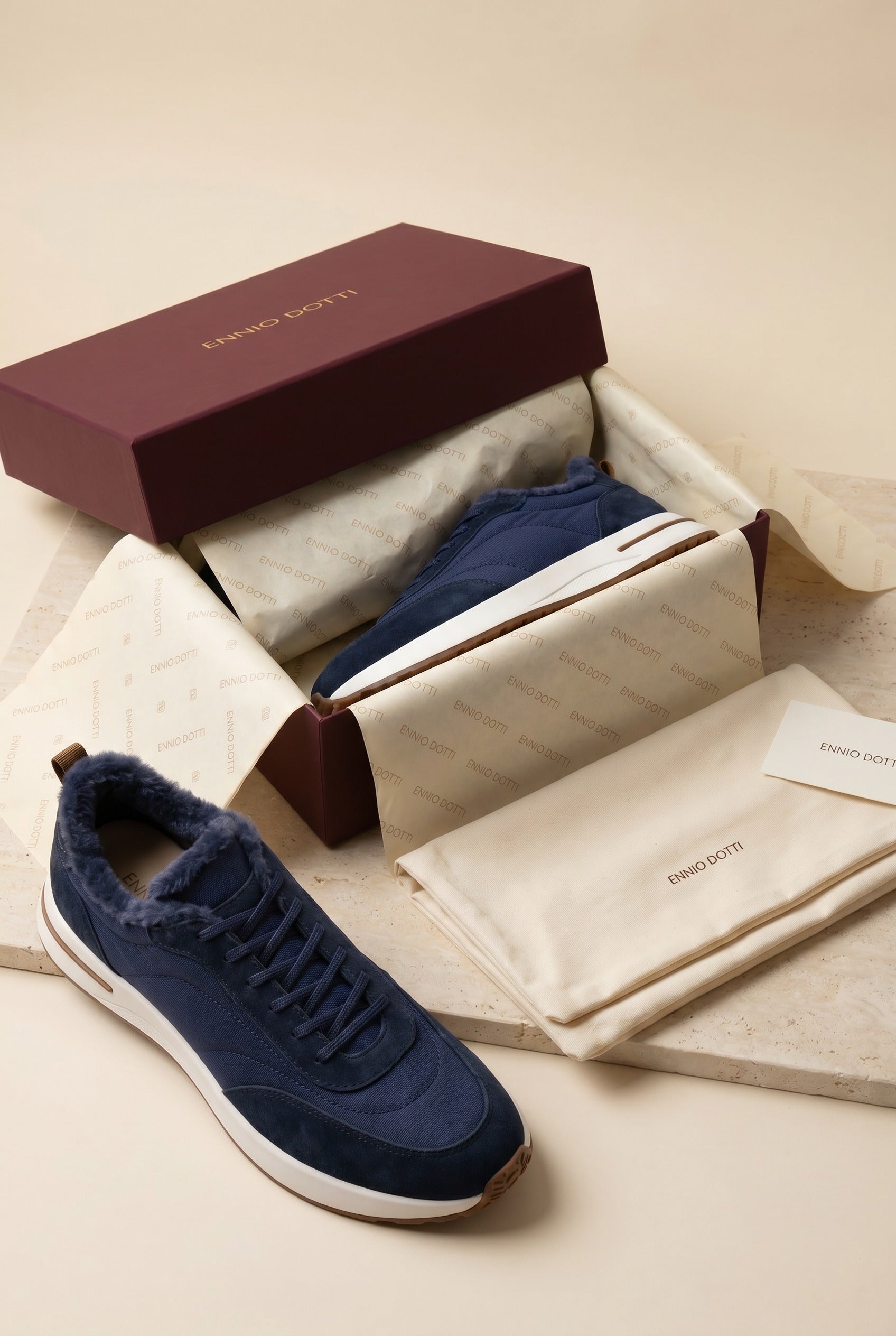 Rivaro Fur-Lined Sneaker Navy