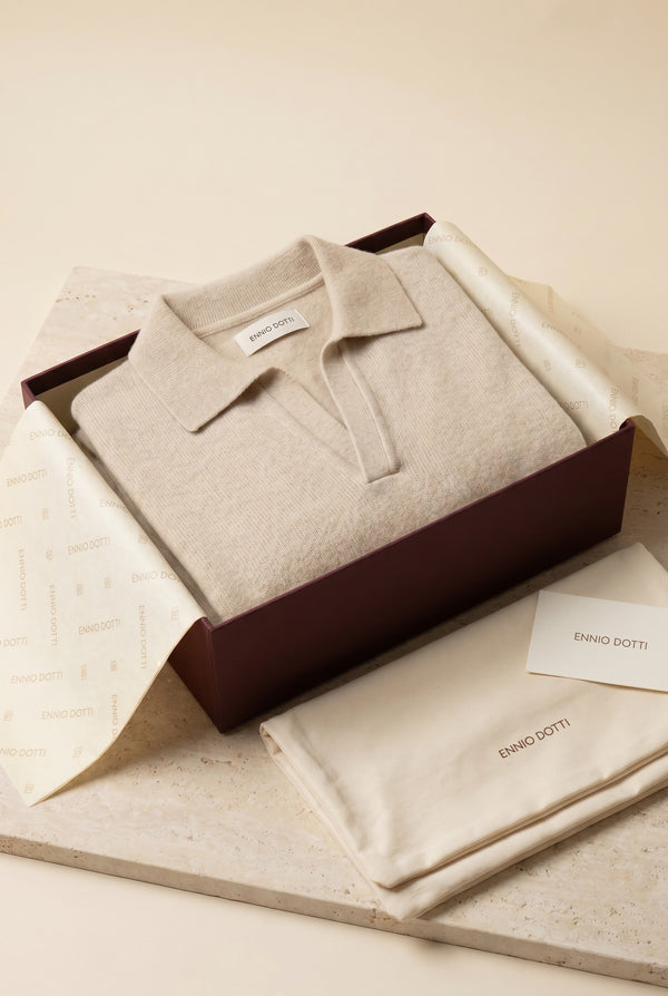 Marencio Cashmere Polo Knit Oatmeal