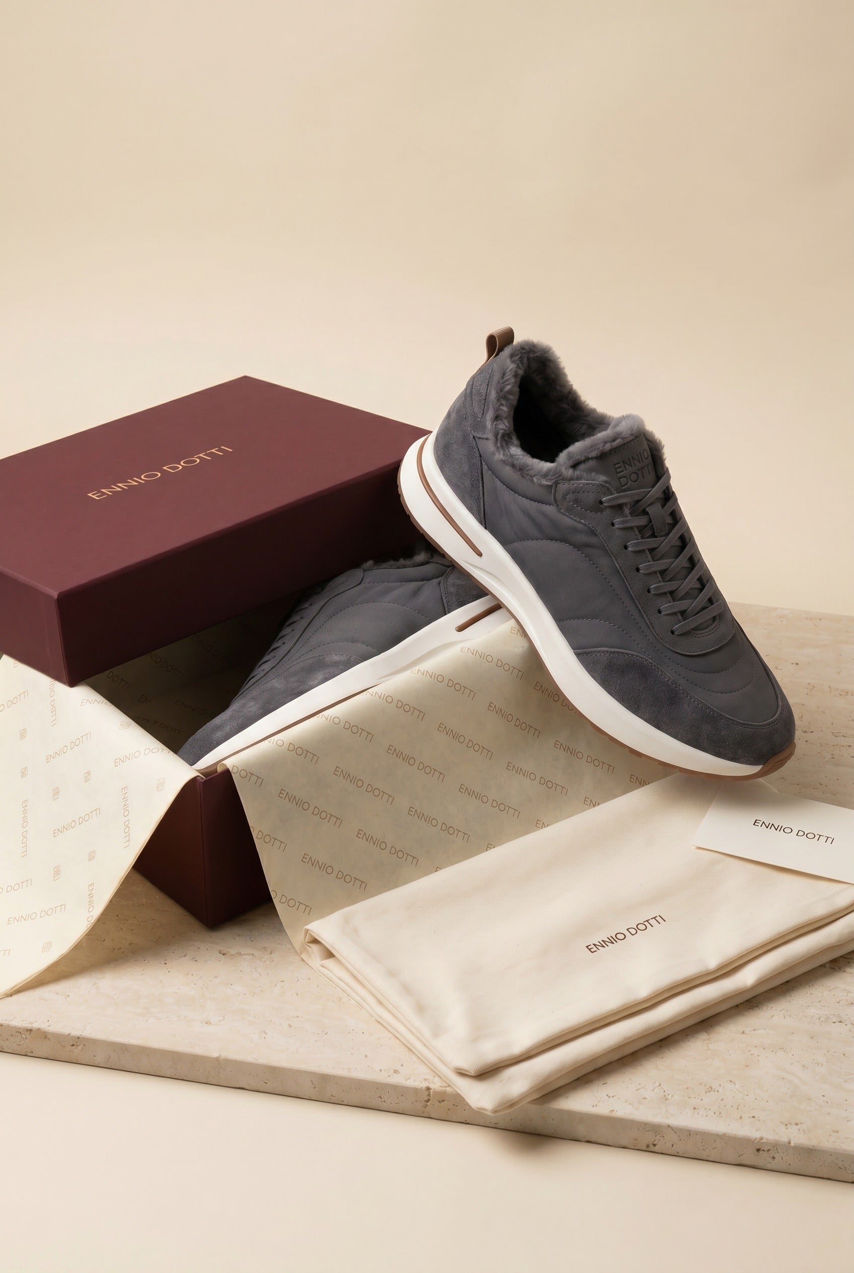 Rivaro Fur-Lined Sneaker Silver