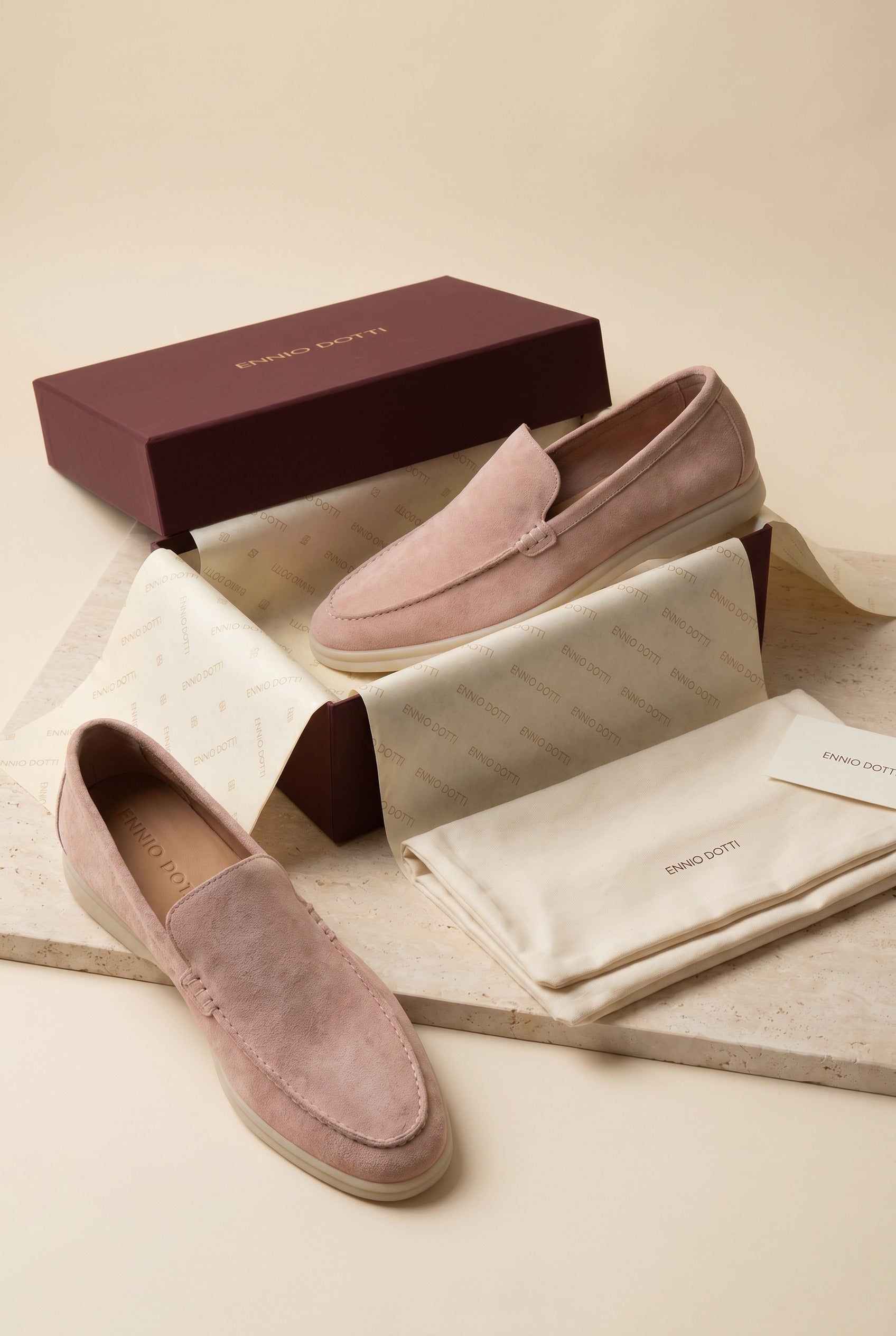Leonis Suede Loafers Pink