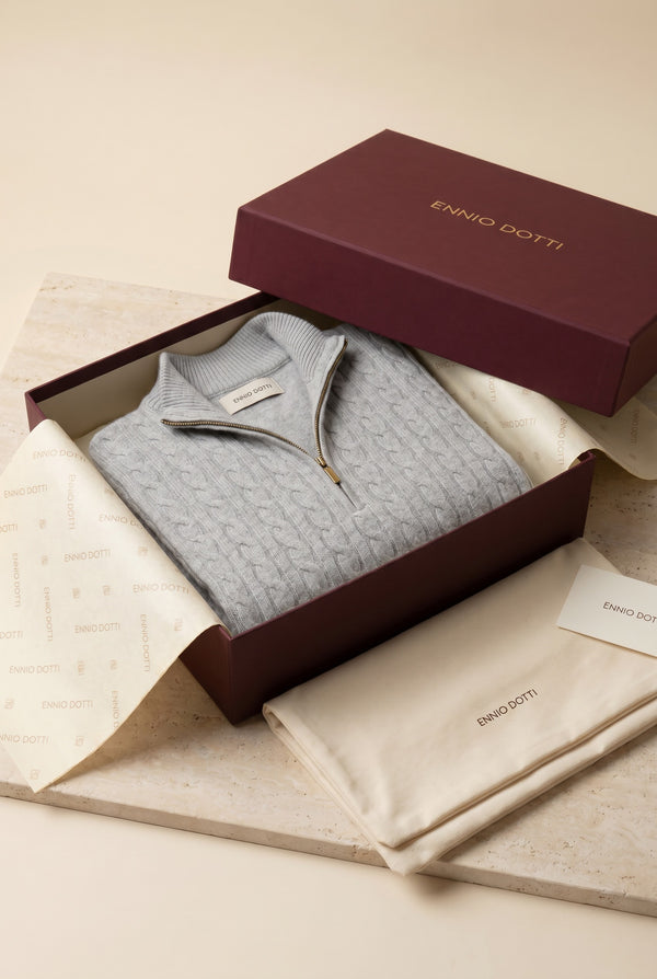 Lerano Cashmere Half-Zip Knit Grey