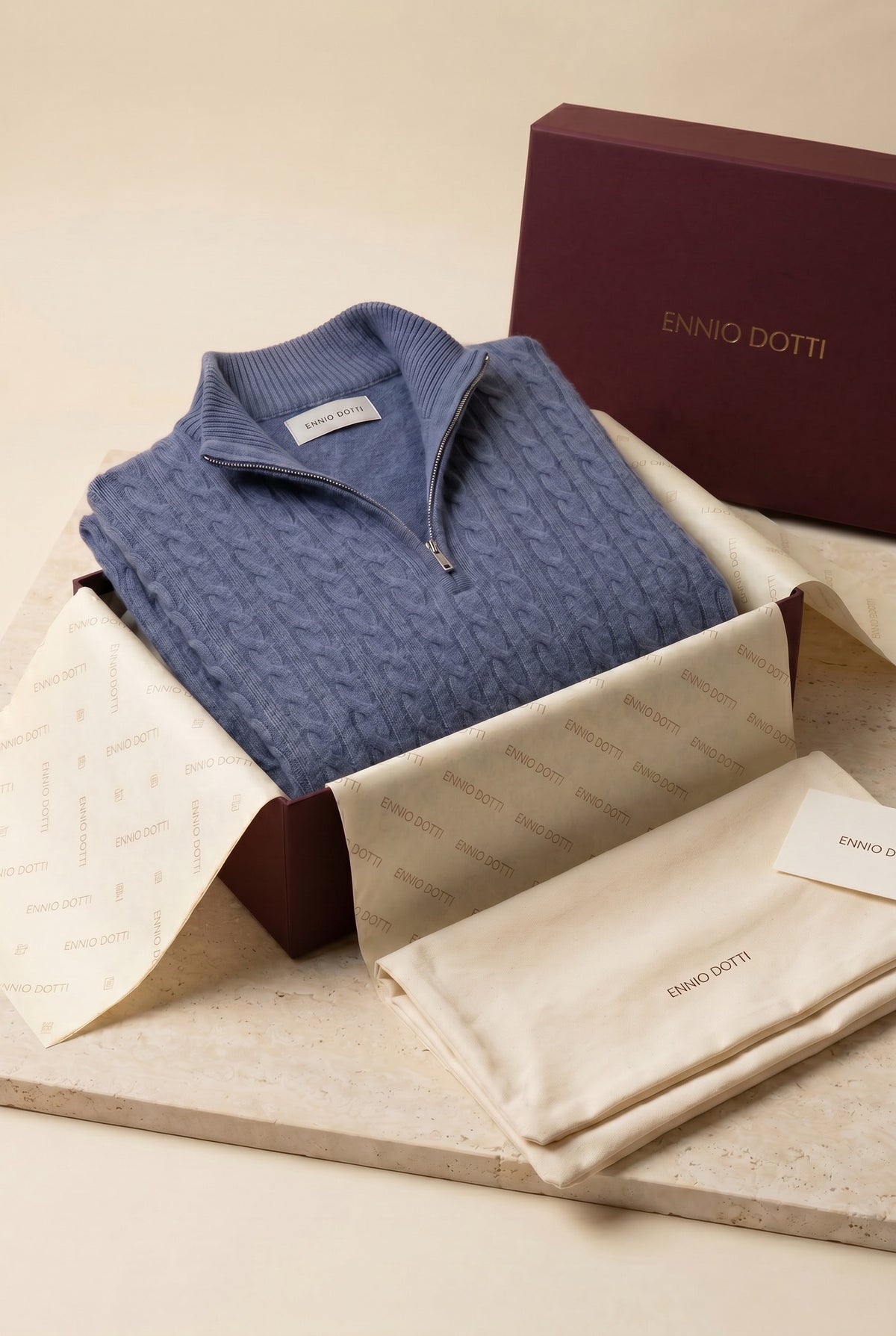 Lerano Cashmere Half-Zip Knit Blue