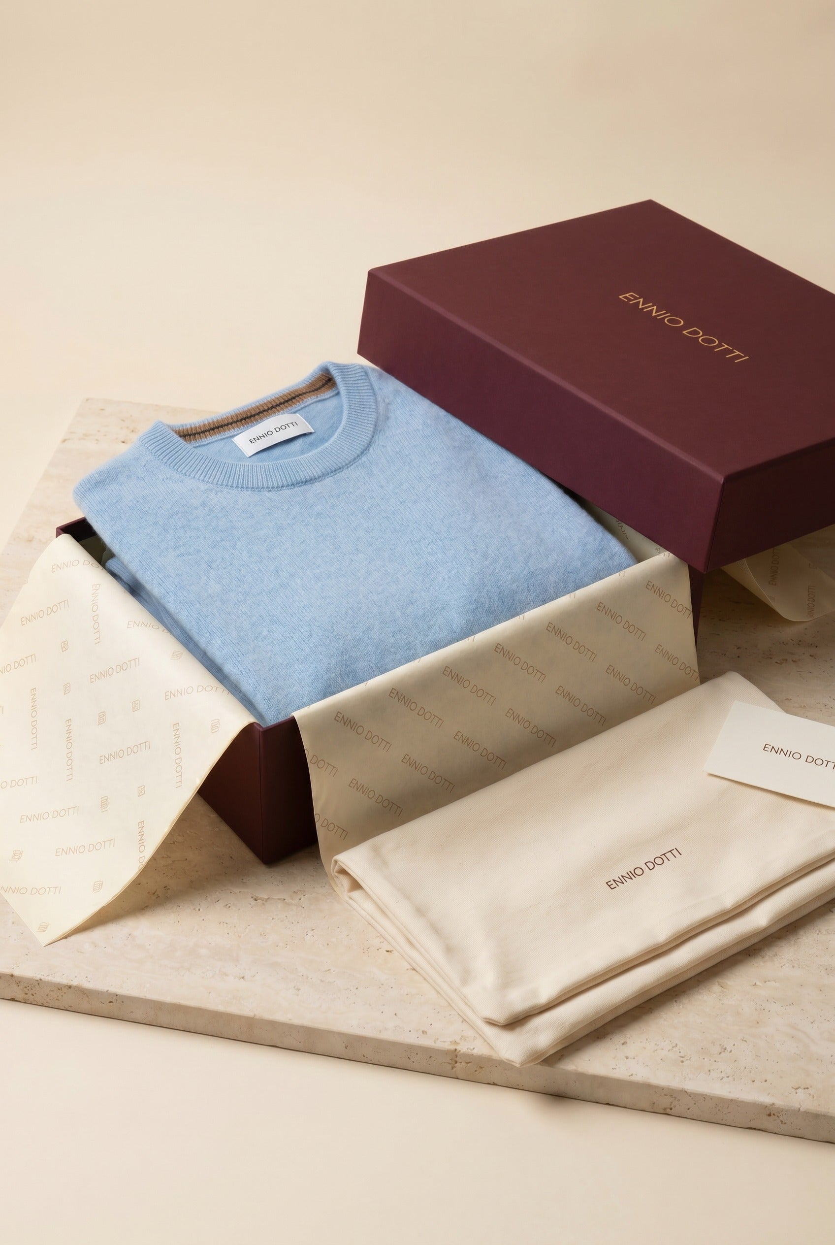 Valeno Cashmere Crewneck Sweater Sky Blue