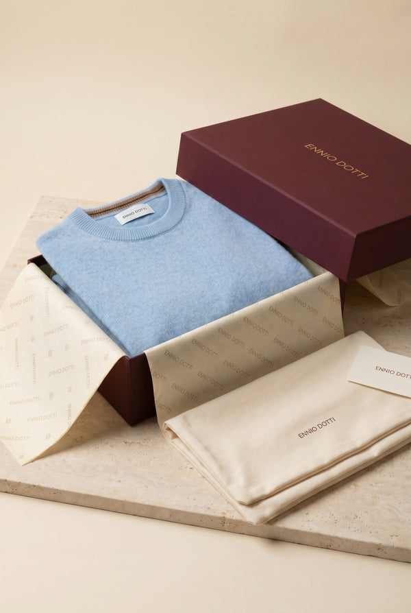 Valeno Cashmere Crewneck Sweater Sky Blue