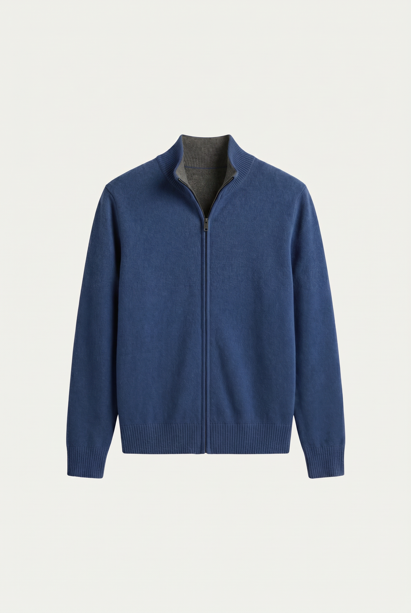Marciello Reversible Cashmere Zip Knit Navy & Grey