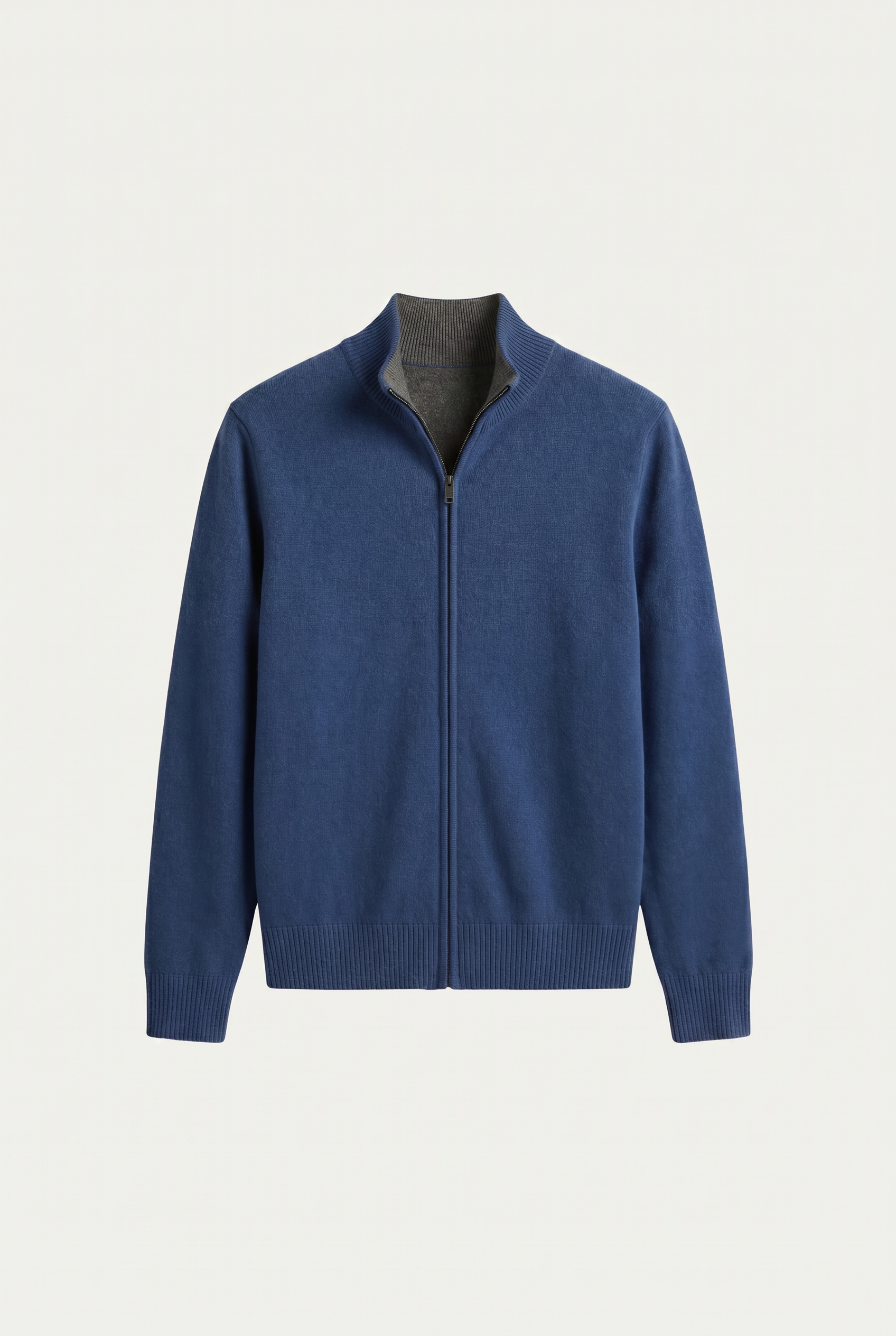Marciello Reversible Cashmere Zip Knit Navy & Grey