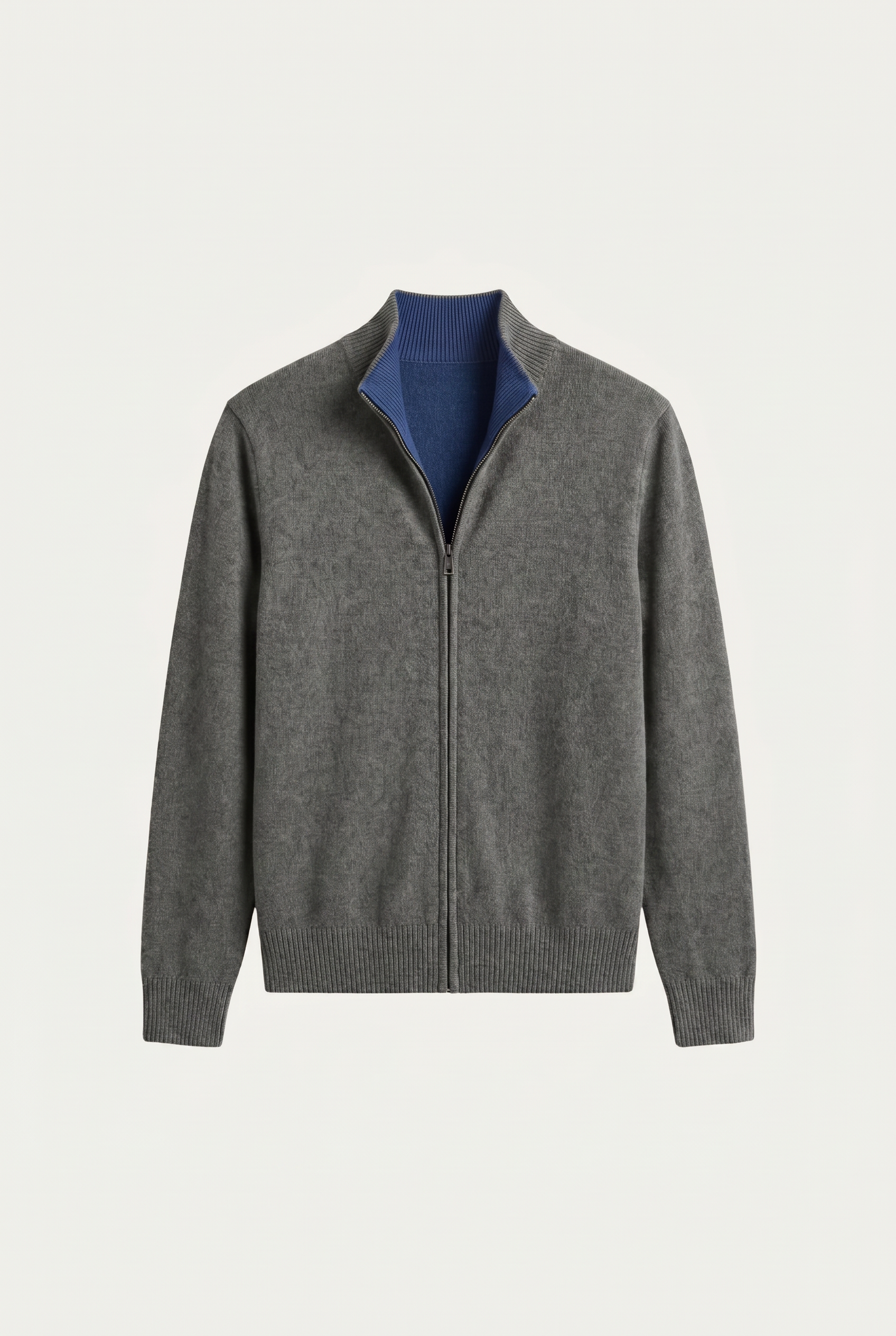 Marciello Reversible Cashmere Zip Knit Navy & Grey