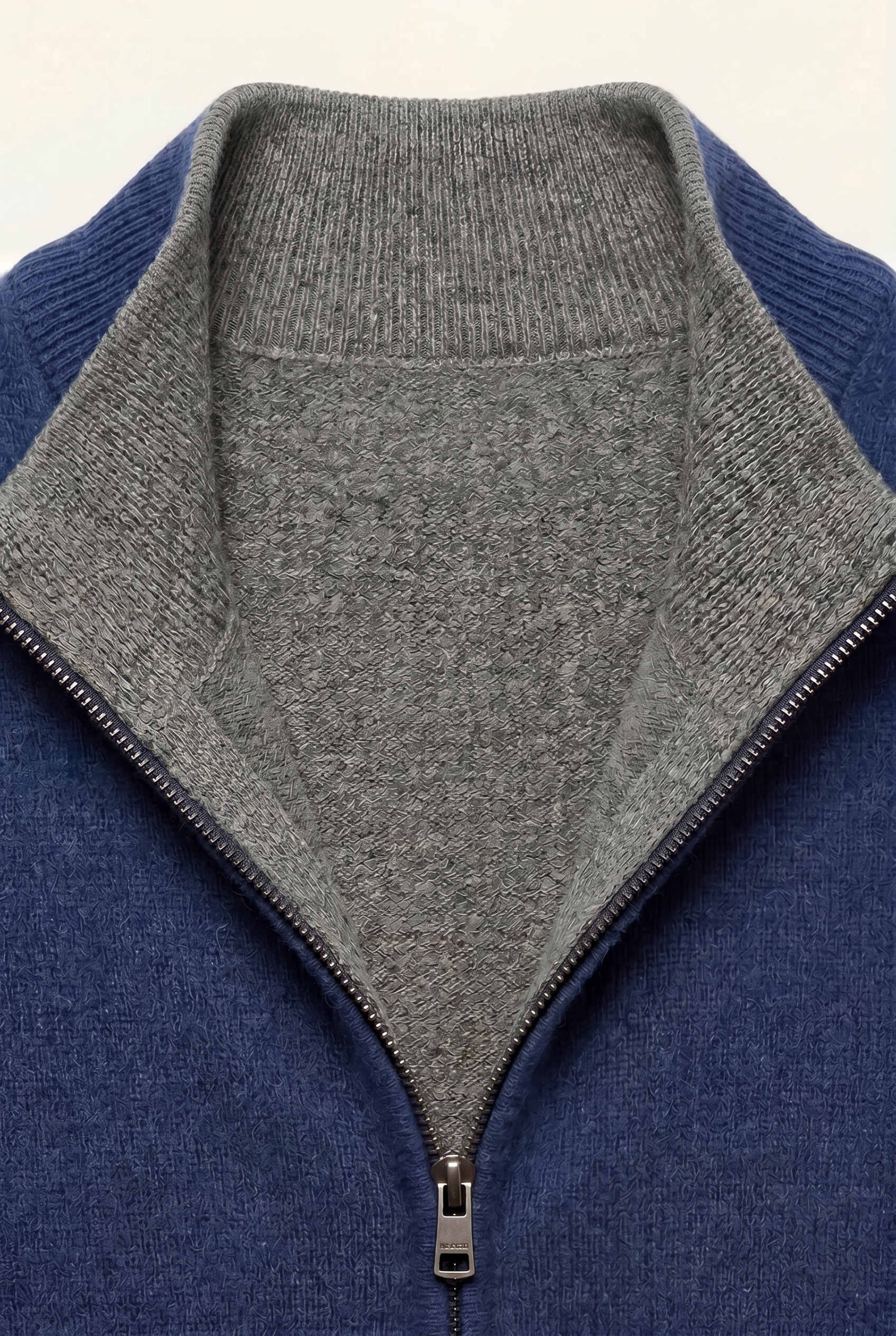 Marciello Reversible Cashmere Zip Knit Navy & Grey