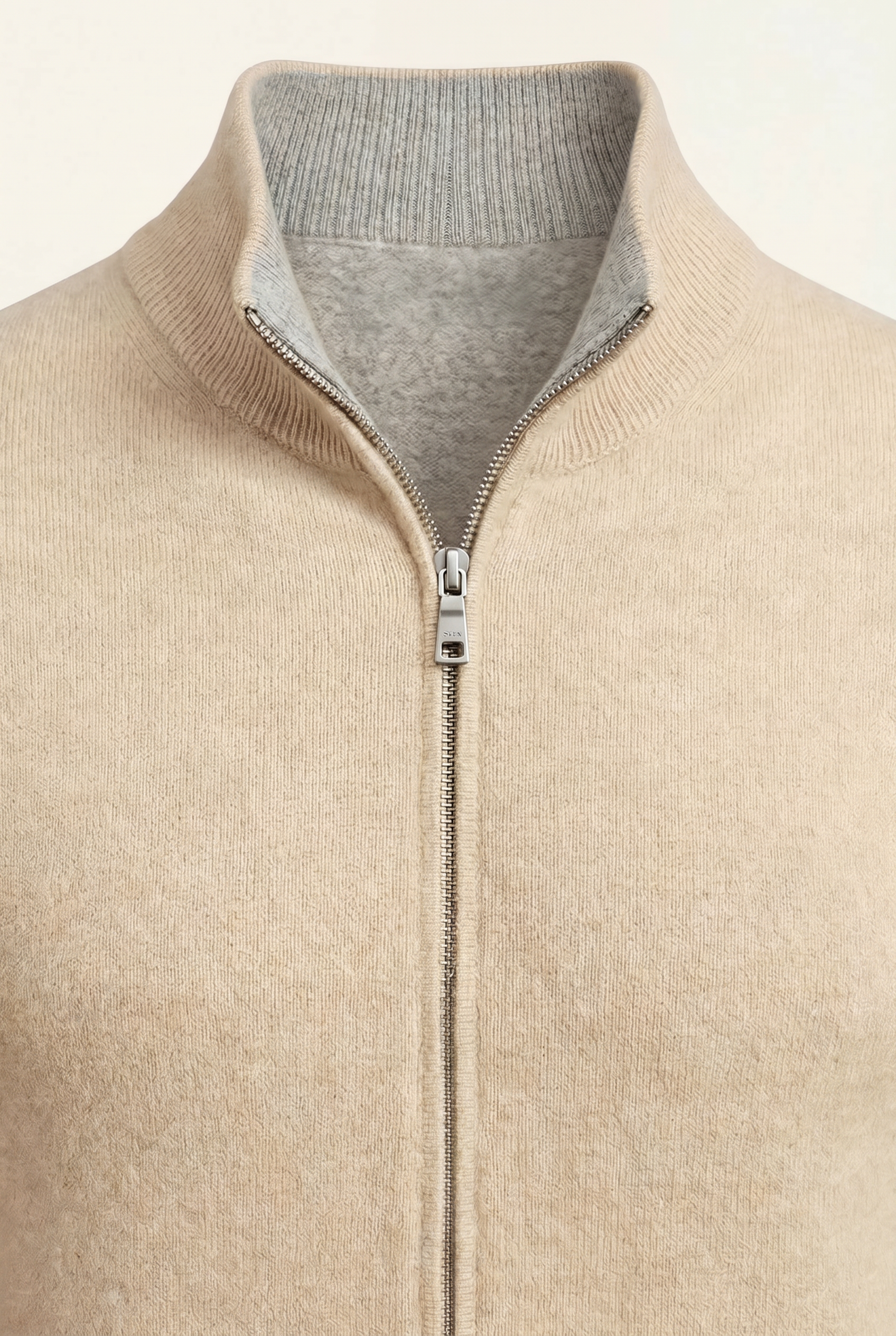 Marciello Reversible Cashmere Zip Knit Beige & Grey