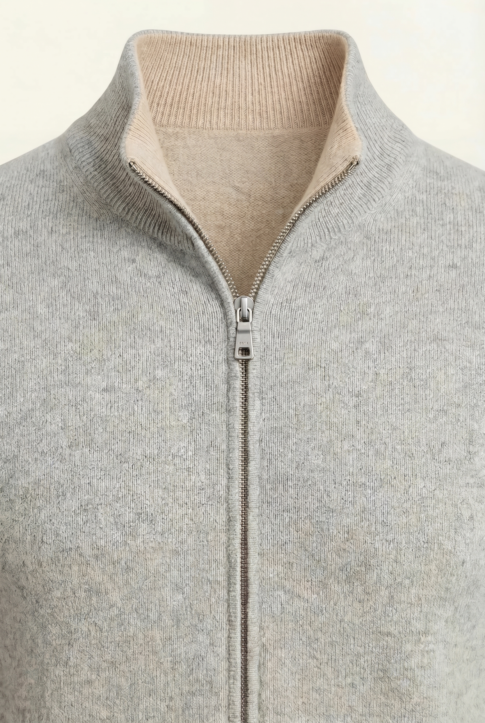 Marciello Reversible Cashmere Zip Knit Beige & Grey