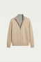 Marciello Reversible Cashmere Zip Knit Beige & Grey