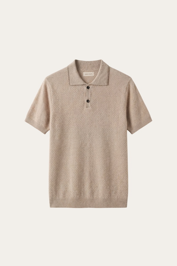Prato Cashmere Knit Polo Camel