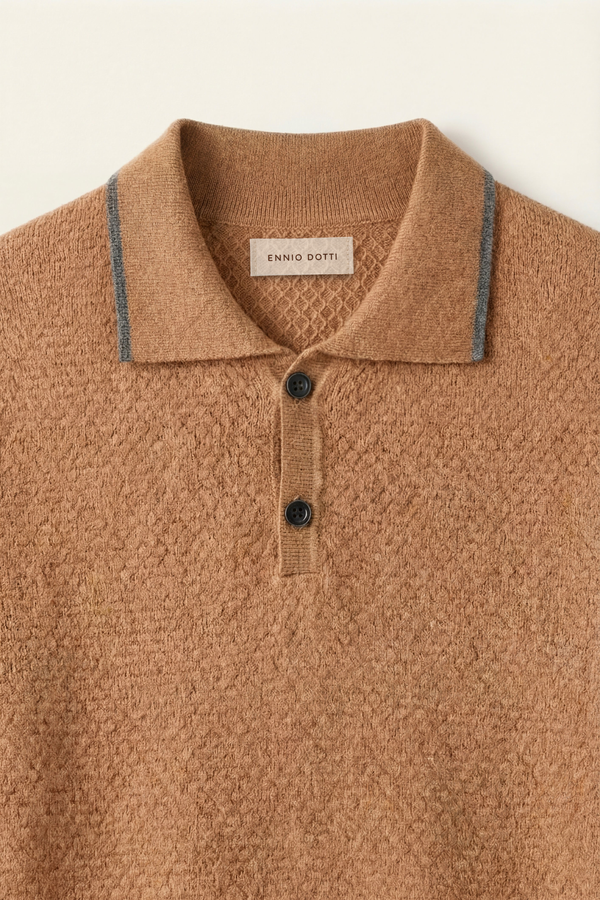 Prato Cashmere Knit Polo Khaki