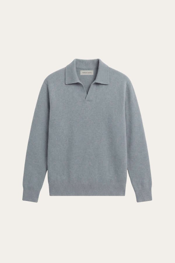 Marencio Cashmere Polo Knit Light Blue