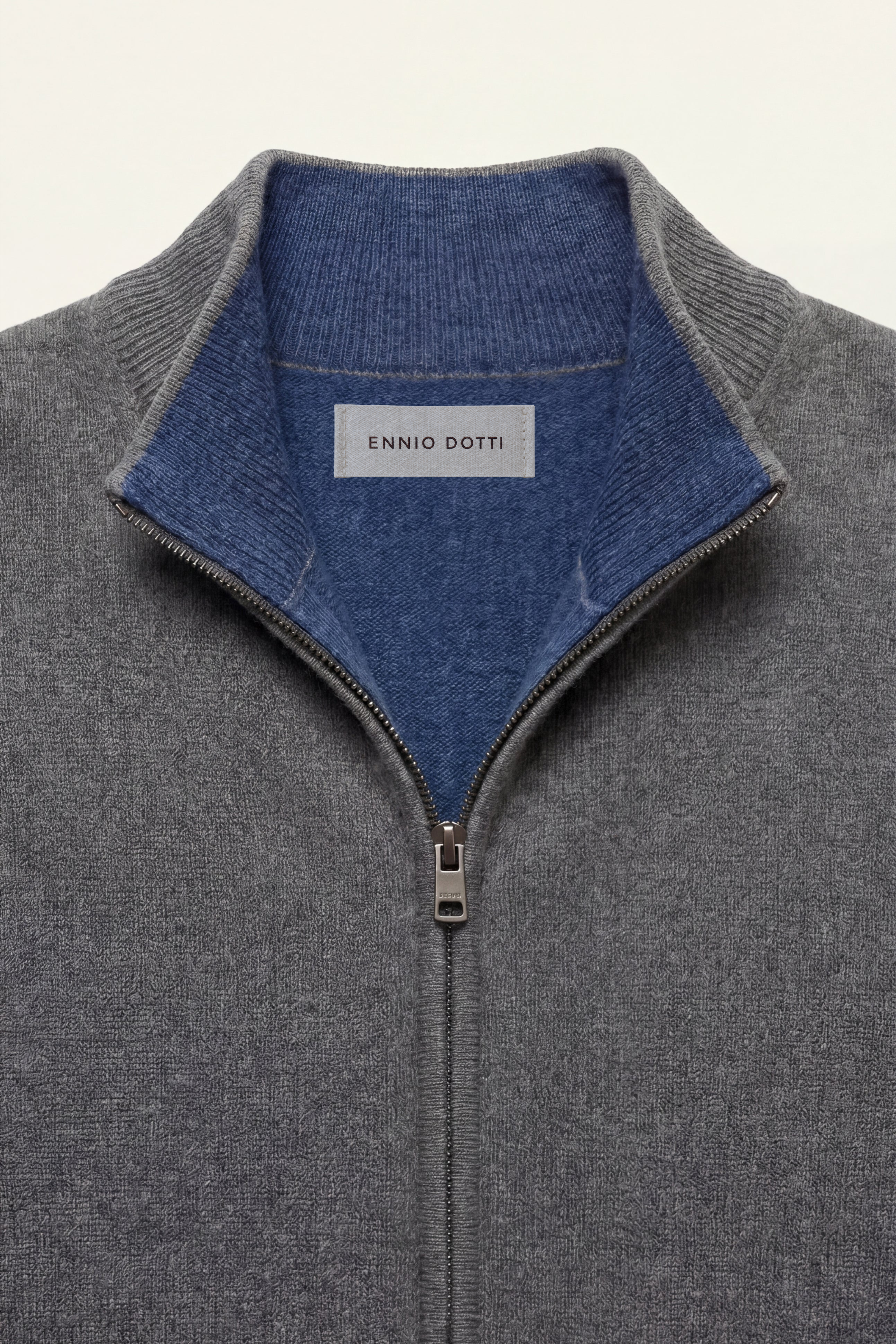 Marciello Reversible Cashmere Zip Knit Navy & Grey