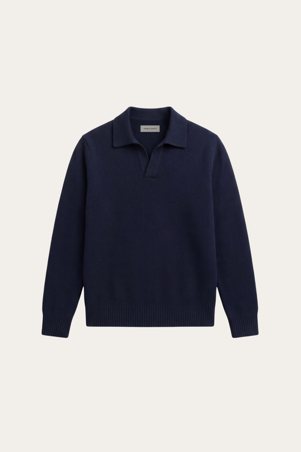 Marencio Cashmere Polo Knit Navy