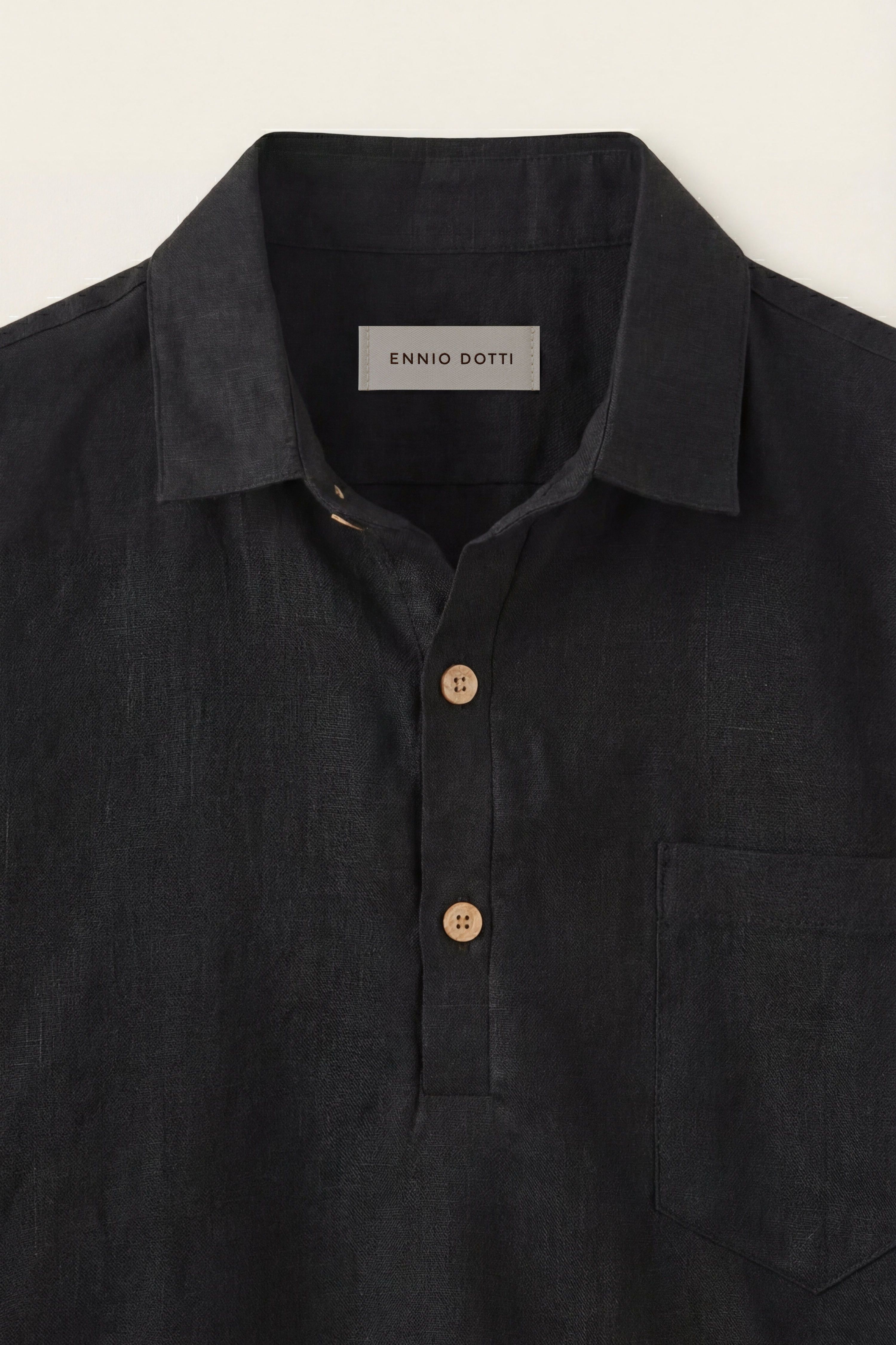 Monza Linen Polo Shirt Black