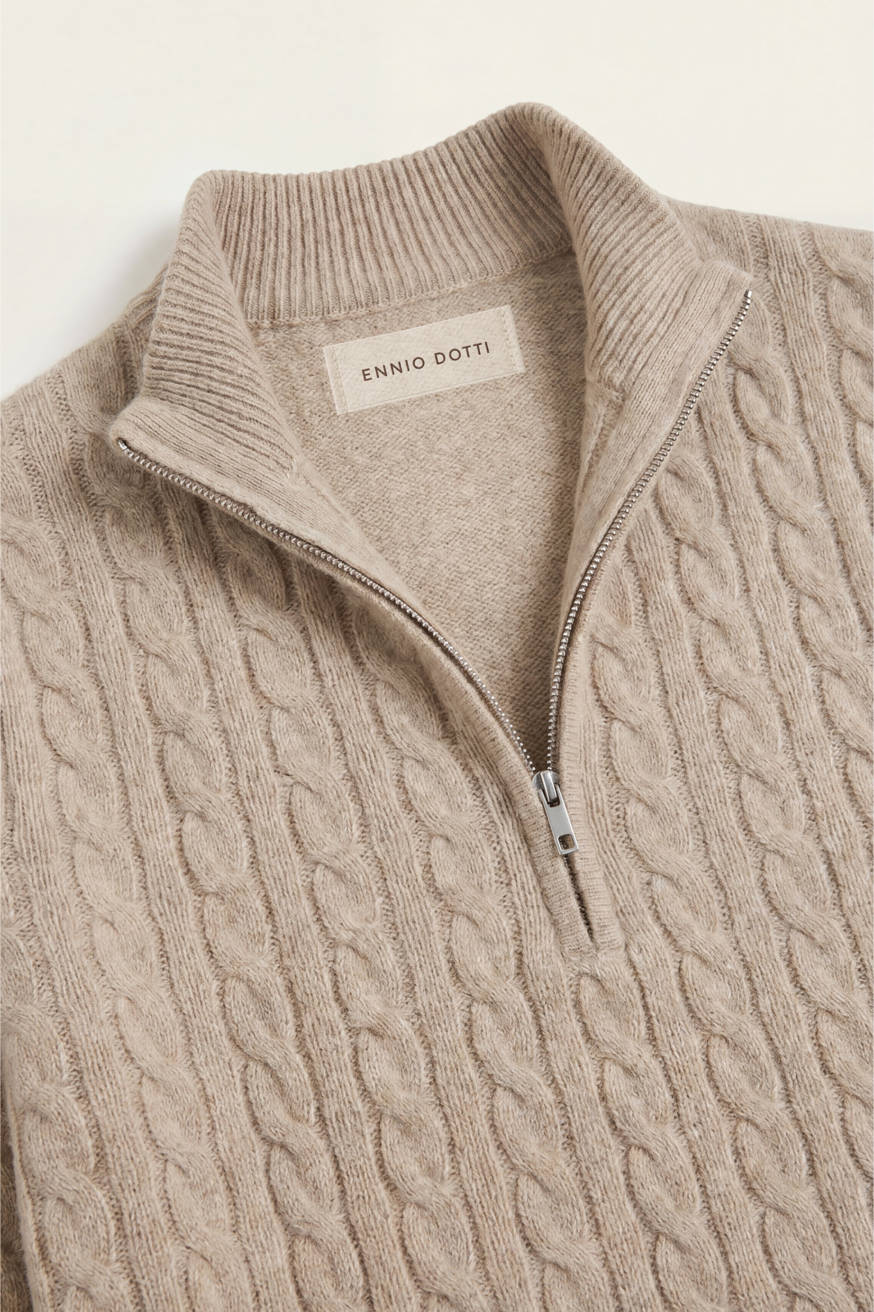 Lerano Cashmere Half-Zip Knit Beige