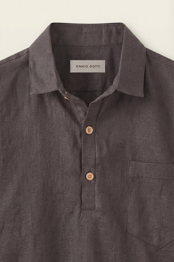 Monza Linen Polo Shirt Grey