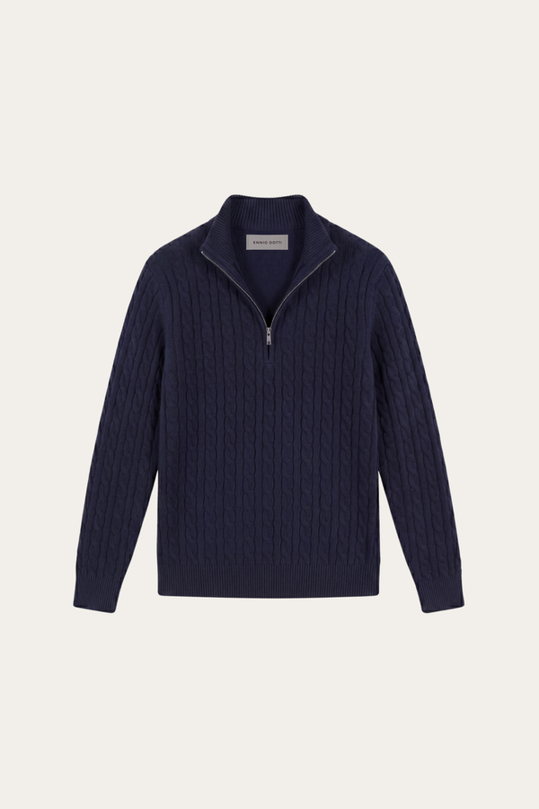 Lerano Cashmere Half-Zip Knit Navy
