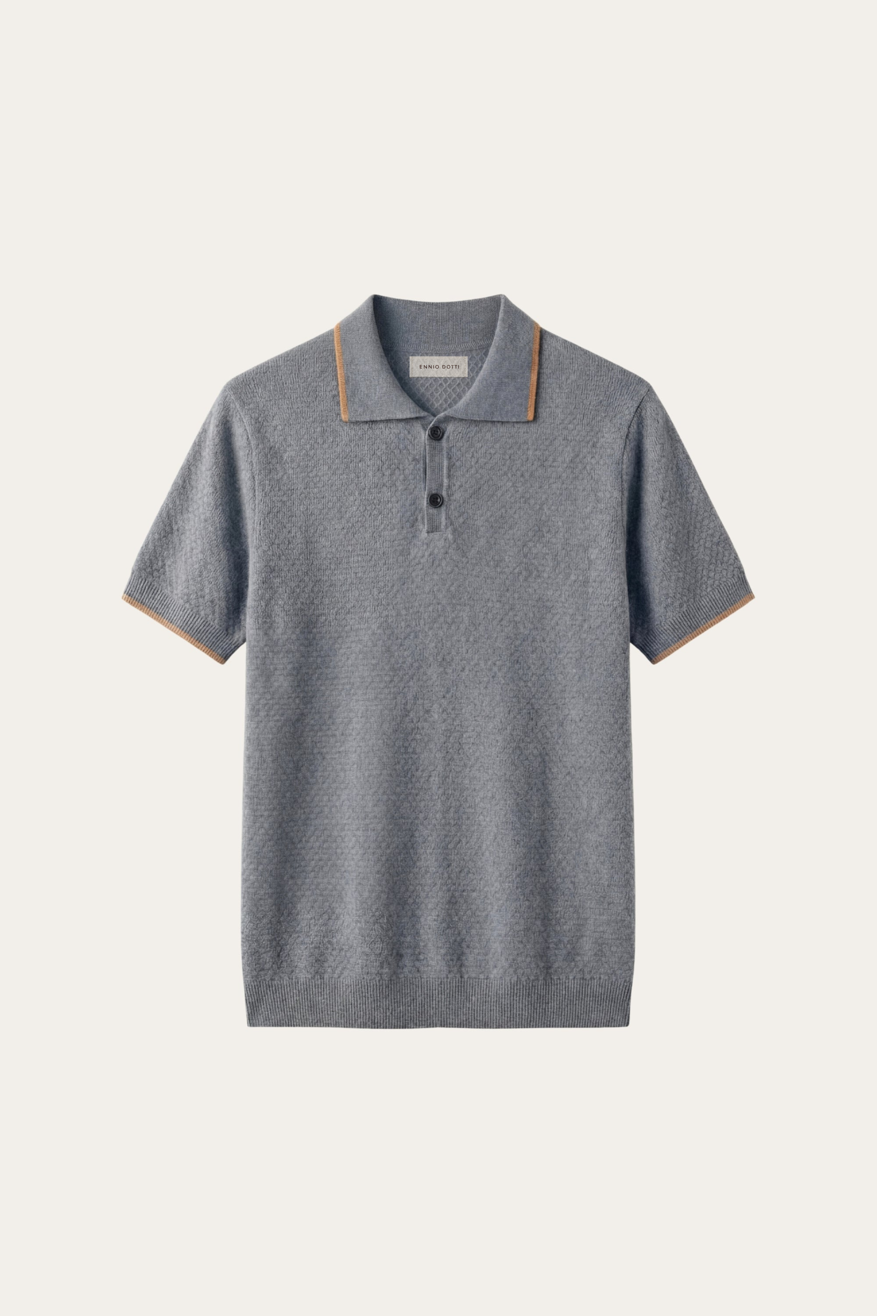 Prato Cashmere Knit Polo Ash Blue