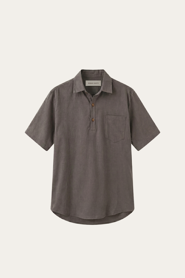 Monza Linen Polo Shirt Grey