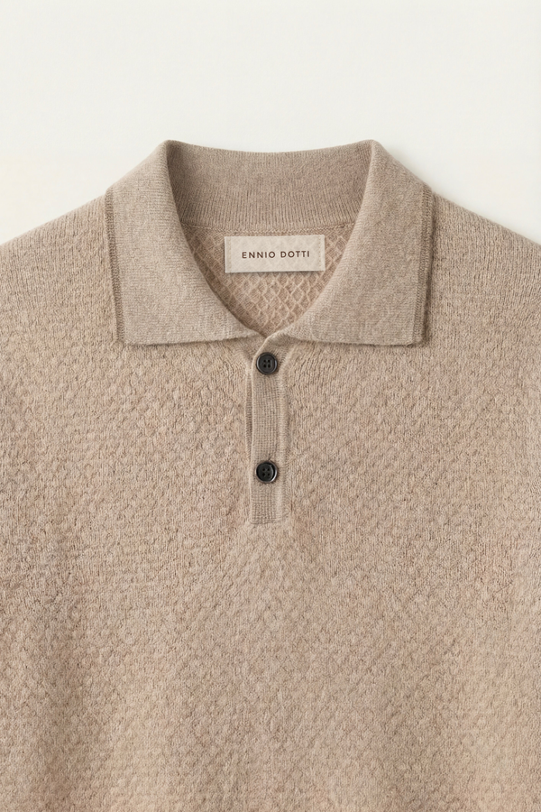 Prato Cashmere Knit Polo Camel